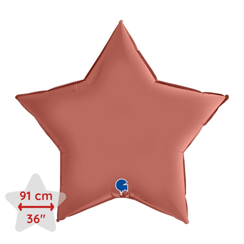 Folieballong - Stjärna Satin Rose Gold 91 cm