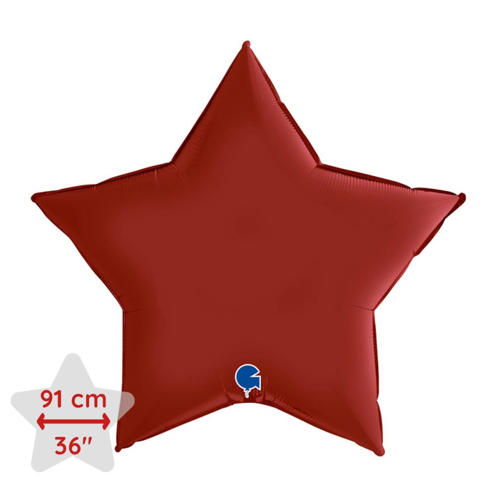 Folieballong - Stjärna Satin Rubin Red 91 cm