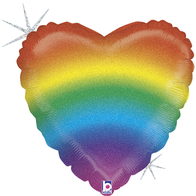 Folieballong - Glitter Rainbow Heart 46 cm