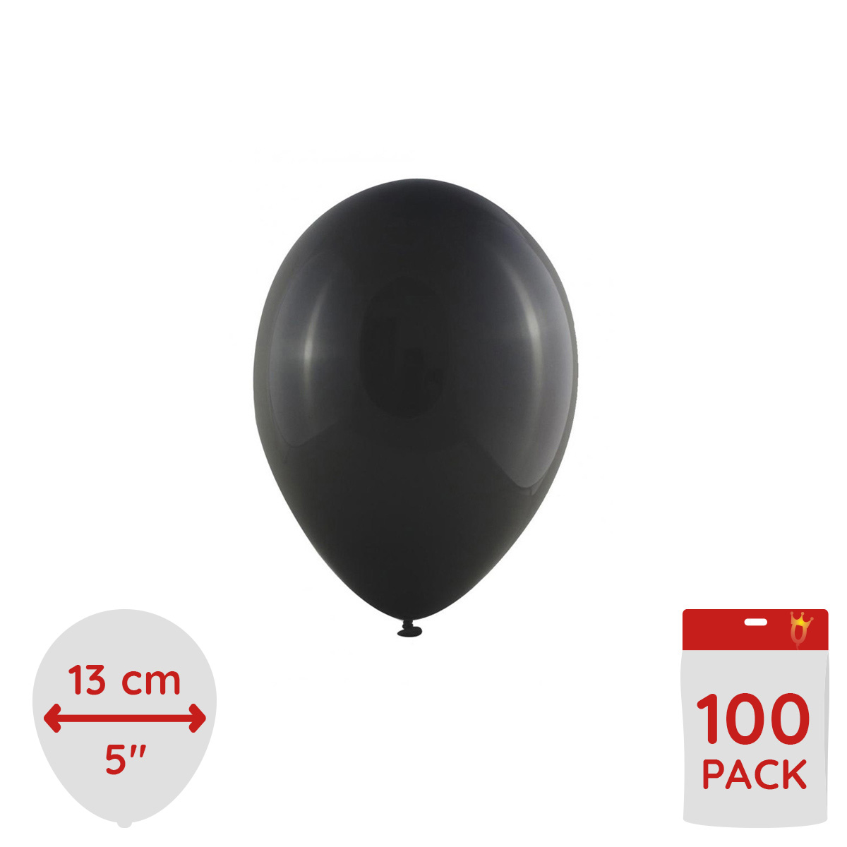 Latexballonger - Metallic Svart 13 cm 100-pack