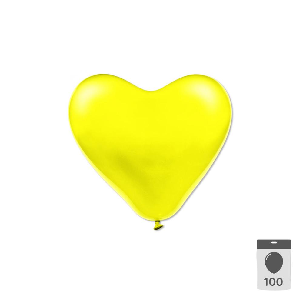 Latexhjärtan - Gula 29 cm 100-pack