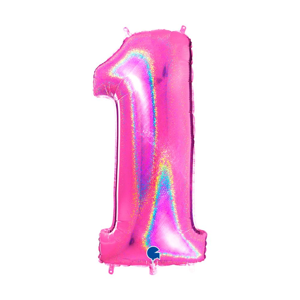Ballongsiffra - Ett Glitter Rosa 100 cm