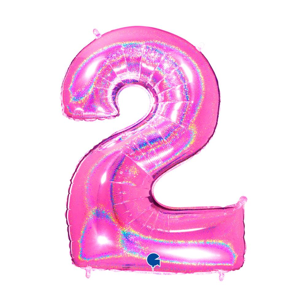 Ballongsiffra - Två Glitter Rosa 100 cm