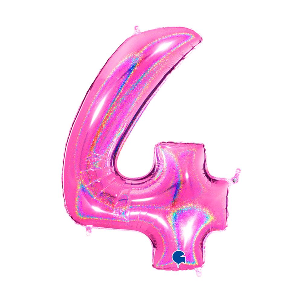 Ballongsiffra - Fyra Glitter Rosa 100 cm