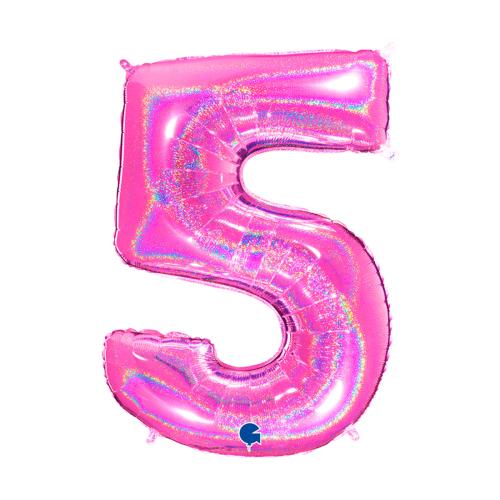 Ballongsiffra - Fem Glitter Rosa 100 cm