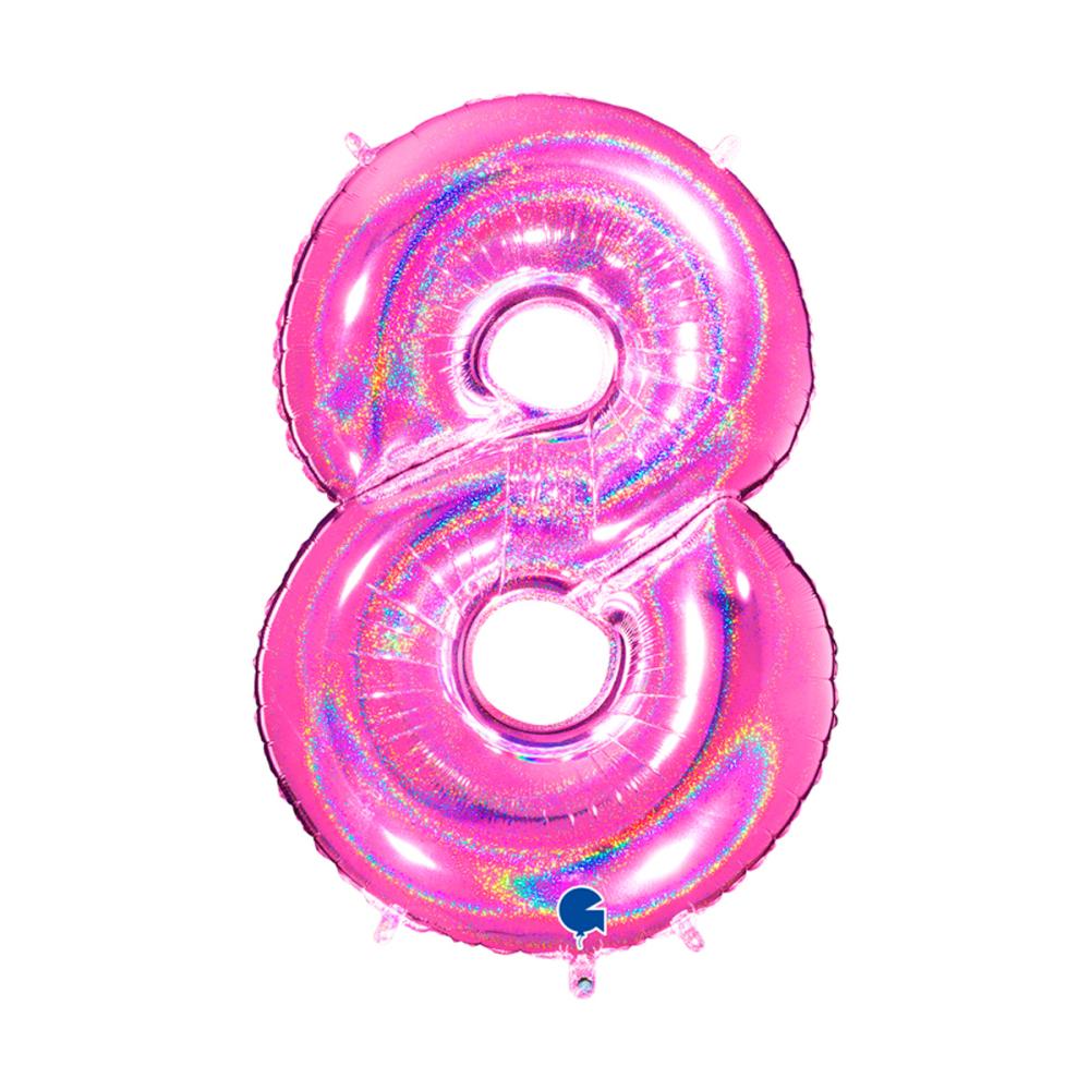 Ballongsiffra - Åtta Glitter Rosa 100 cm