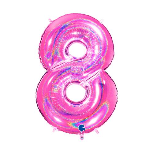 Ballongsiffra - Åtta Glitter Rosa 100 cm