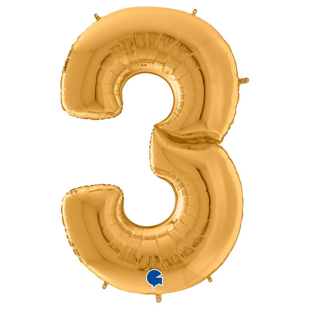 Ballongsiffra Gigant - Tre  Guld 164 cm