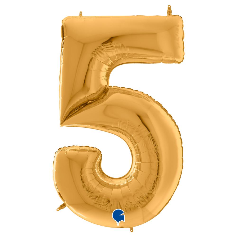 Ballongsiffra Gigant - Fem Guld 164 cm