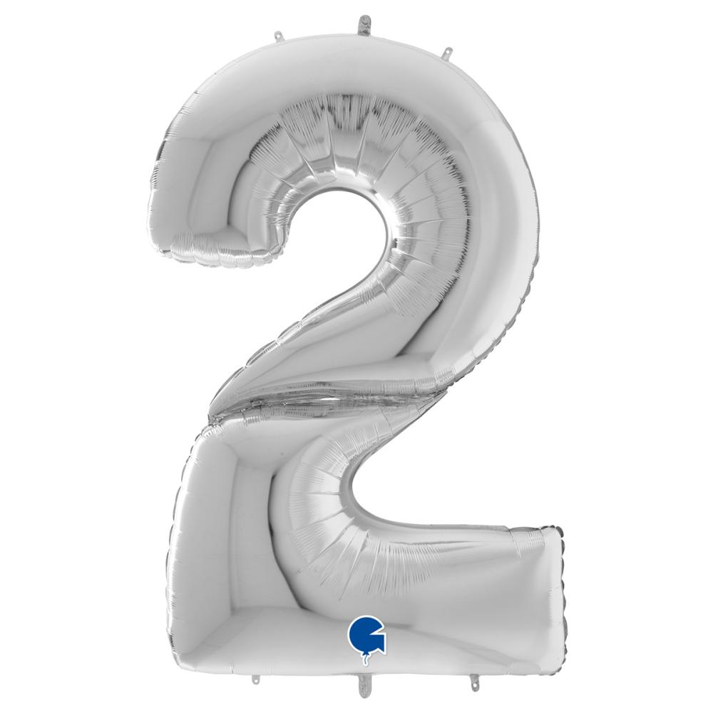 Ballongsiffra Gigant - Två Silver 164 cm