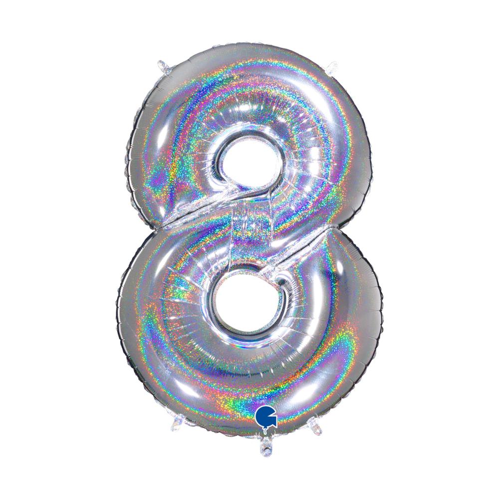 Ballongsiffra - Åtta Glitter Silver 100 cm