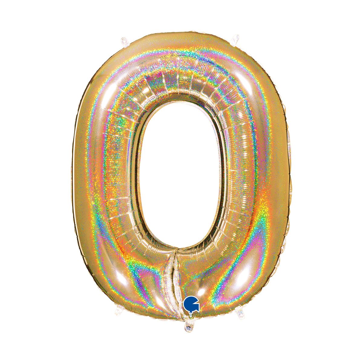 Ballongsiffra - Noll Glitter Guld 100 cm