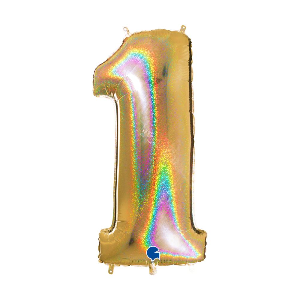 Ballongsiffra - Ett Glitter Guld 100 cm