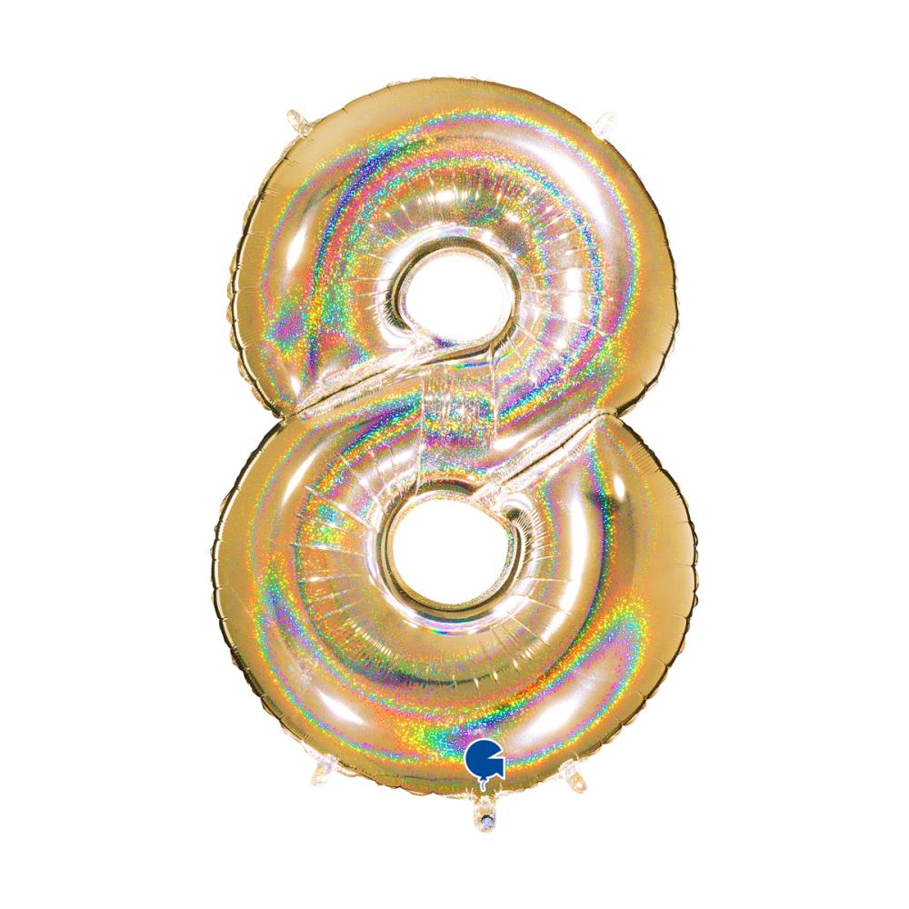Ballongsiffra - Åtta Glitter Guld 100 cm