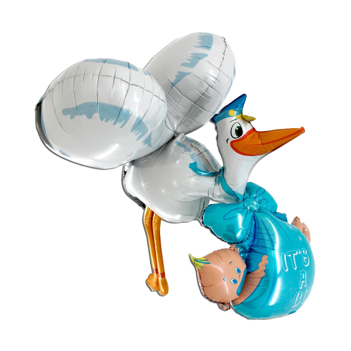 Folieballong - Baby Boy Stork 3D