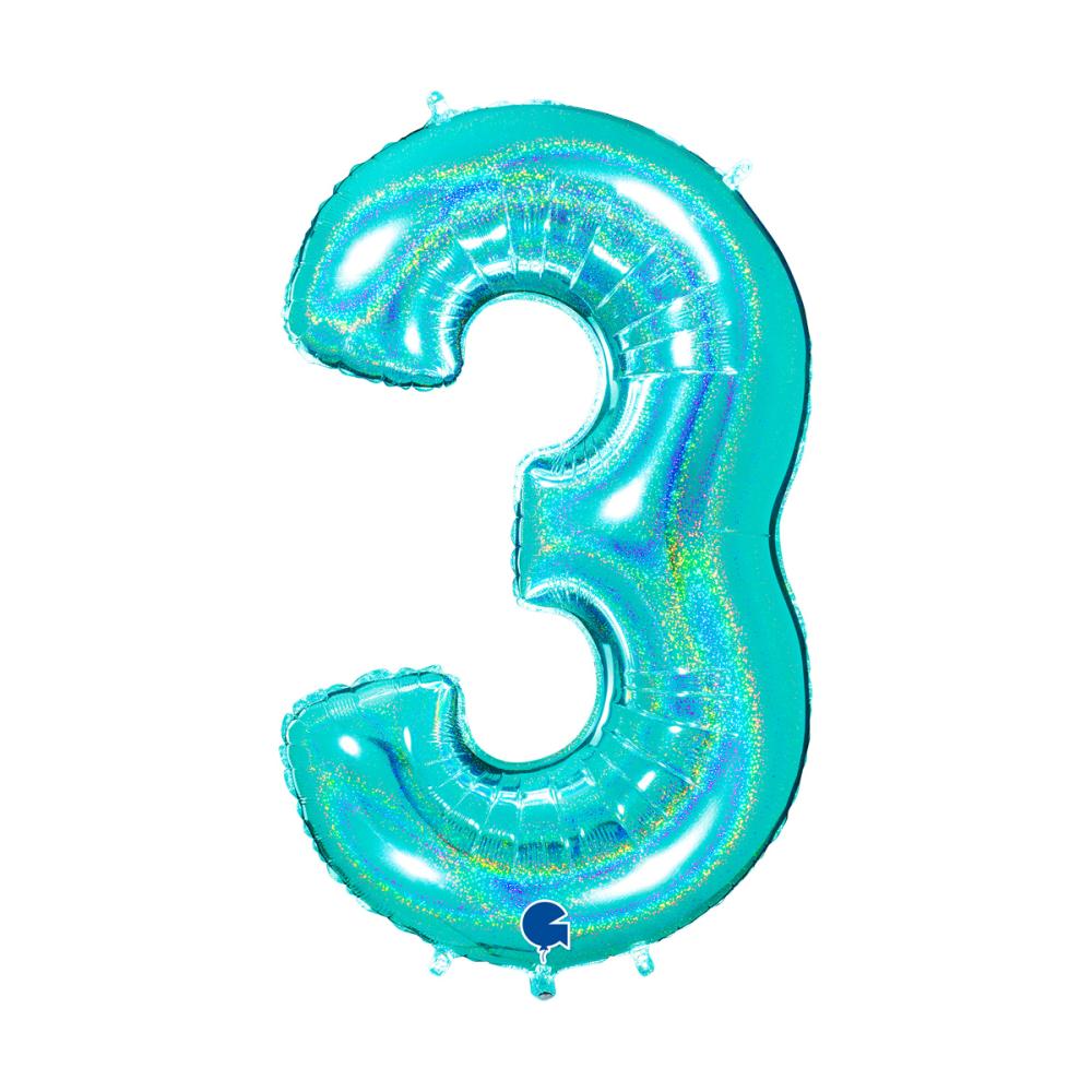 Ballongsiffra - Tre Glitter Tiffany 100 cm