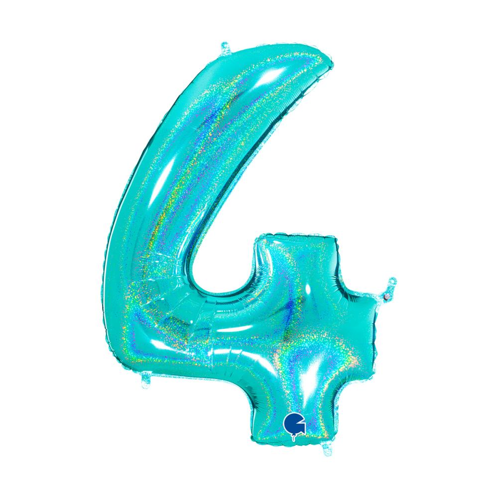 Ballongsiffra - Fyra Glitter Tiffany 100 cm