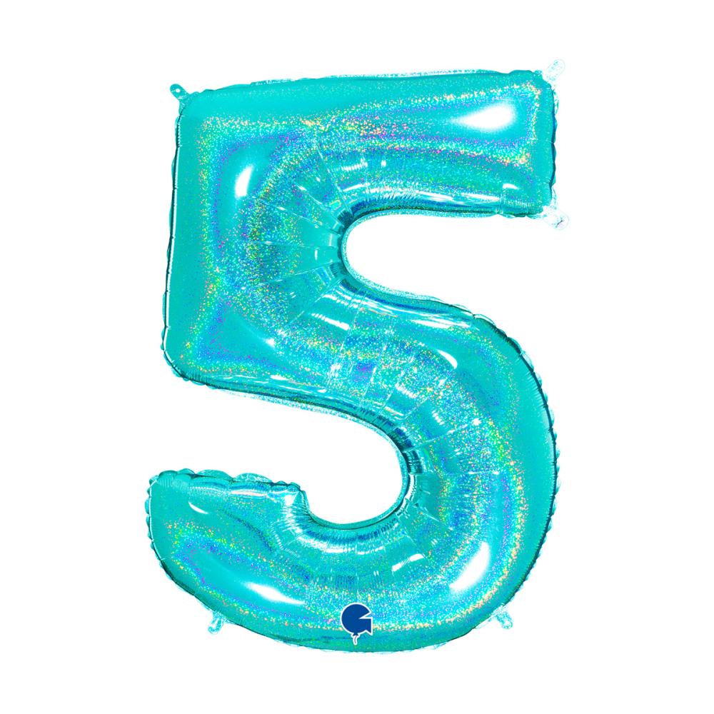 Ballongsiffra - Fem Glitter Tiffany 100 cm