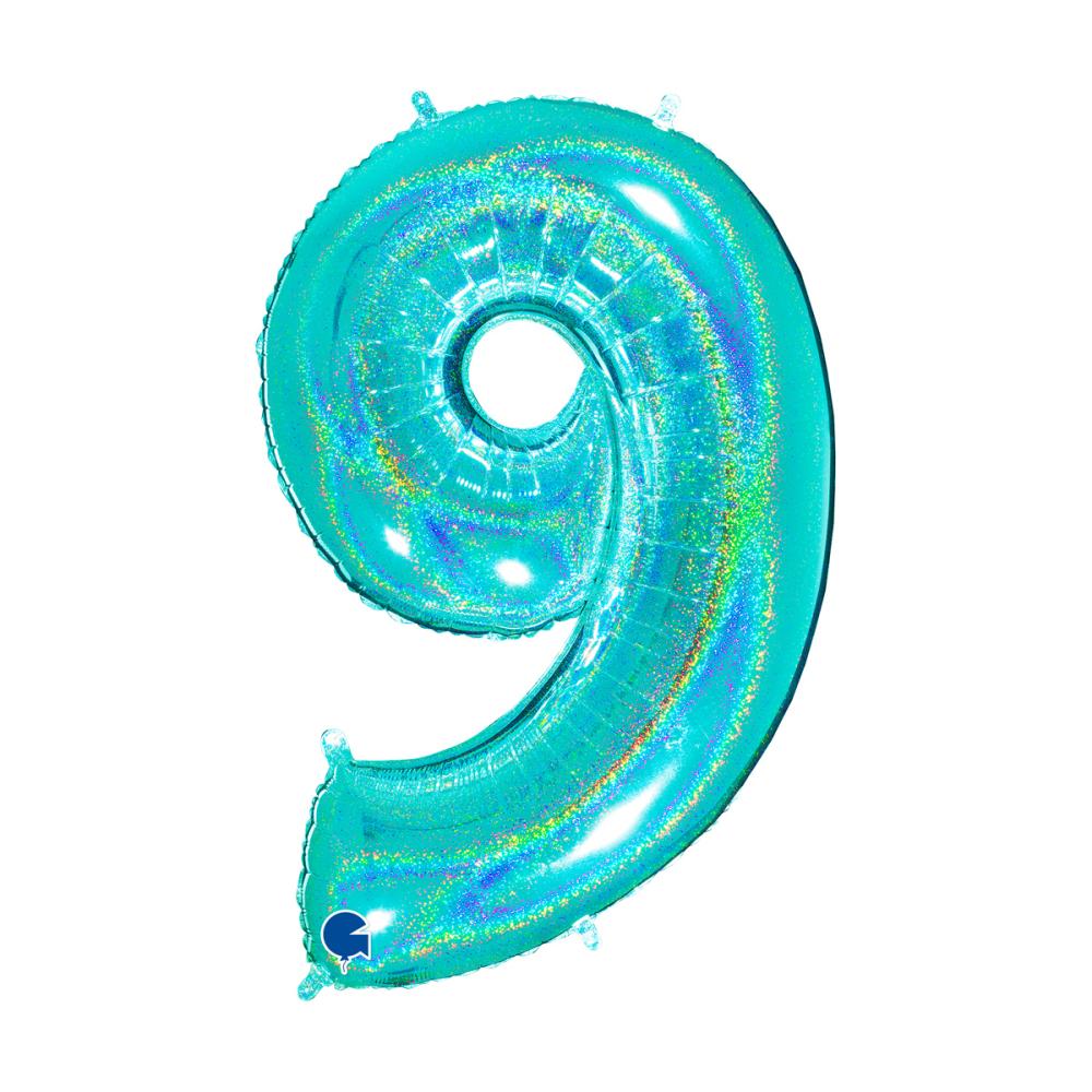 Ballongsiffra - Nio Glitter Tiffany 100 cm