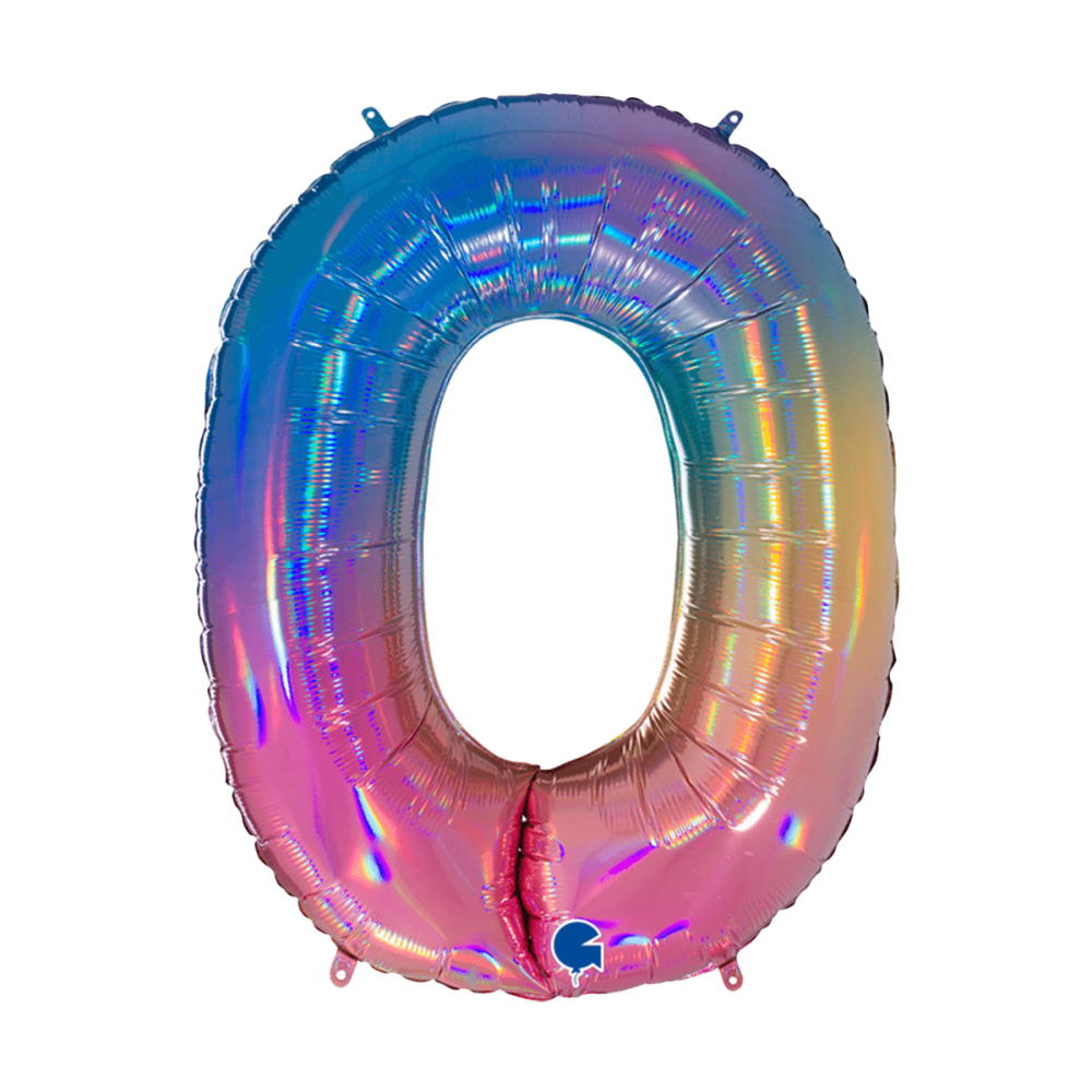 Ballongsiffra - Nummer 0 Colourful Rainbow 100 cm
