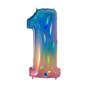 Ballongsiffra - Nummer 1 Colourful Rainbow 100 cm