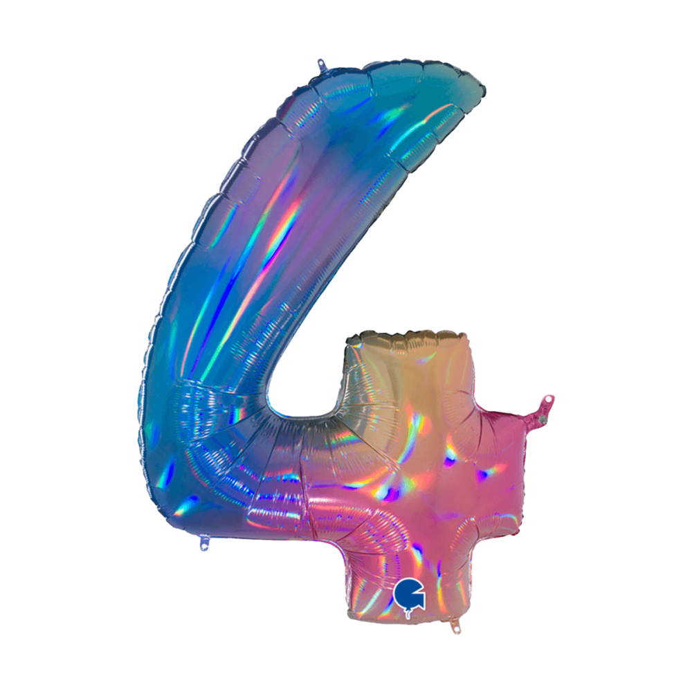 Ballongsiffra - Nummer 4 Colourful Rainbow 100 cm