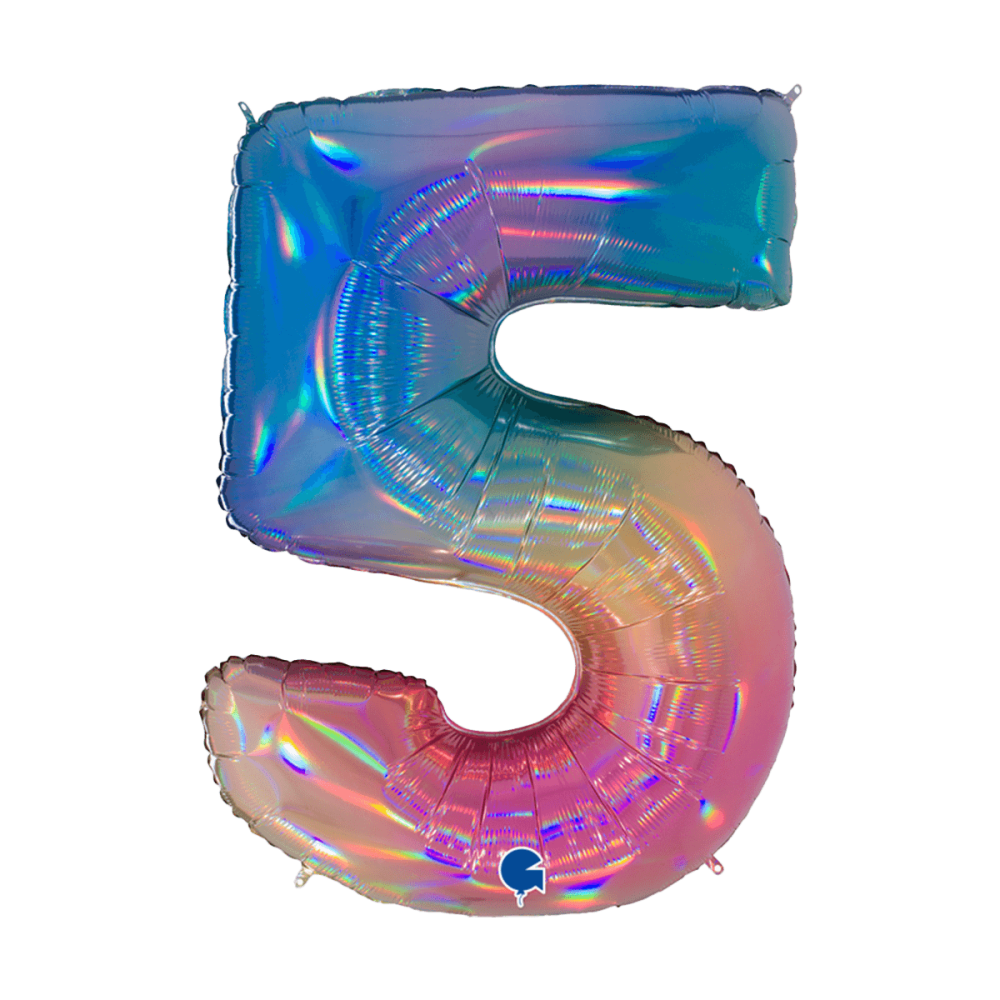 Ballongsiffra - Nummer 5 Colourful Rainbow 100 cm