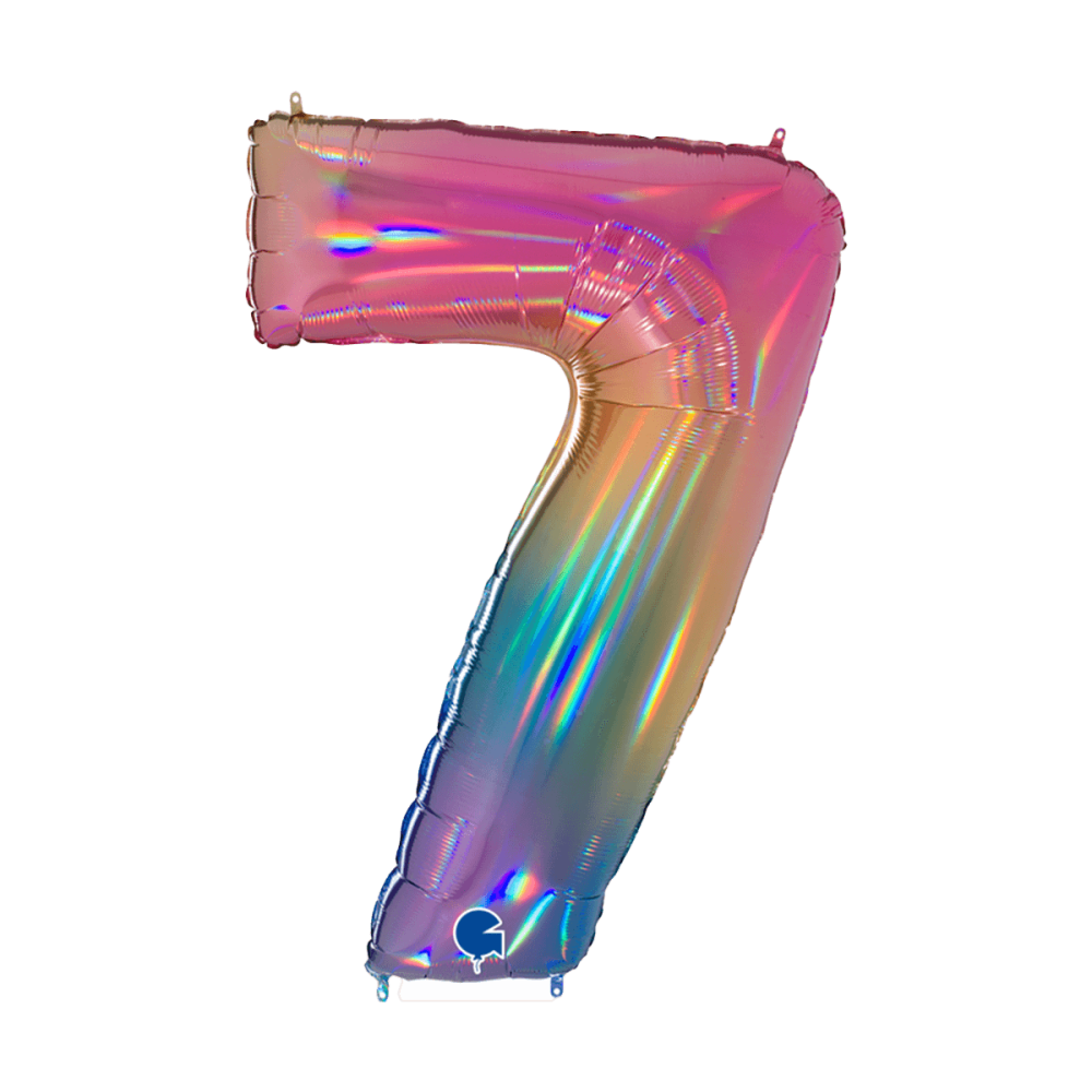 Ballongsiffra - Nummer 7 Colourful Rainbow 100 cm