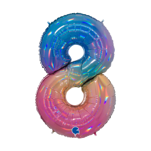 Ballongsiffra - Nummer 8 Colourful Rainbow 100 cm