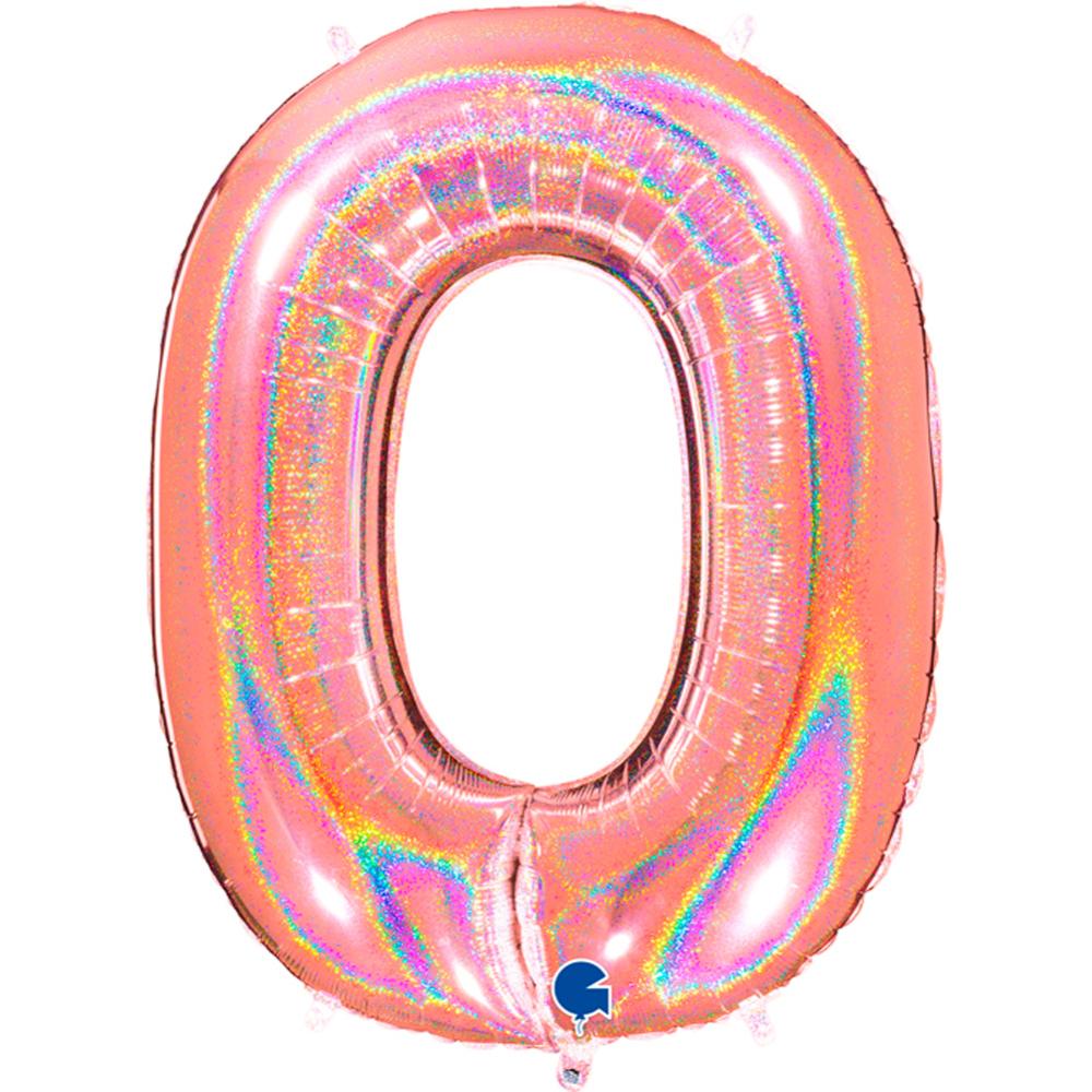 Ballongsiffra - Noll Glitter Rose Gold 100 cm