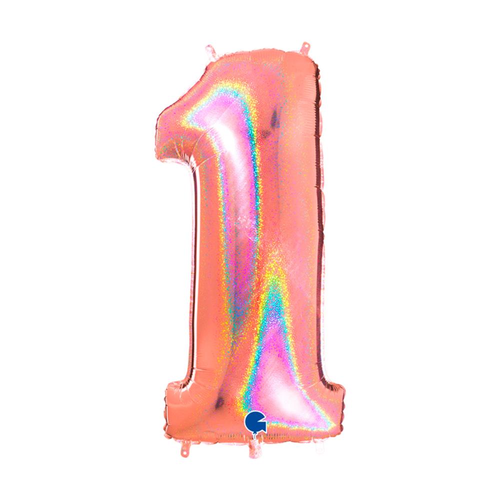 Ballongsiffra - Ett Glitter Rose Gold 100 cm