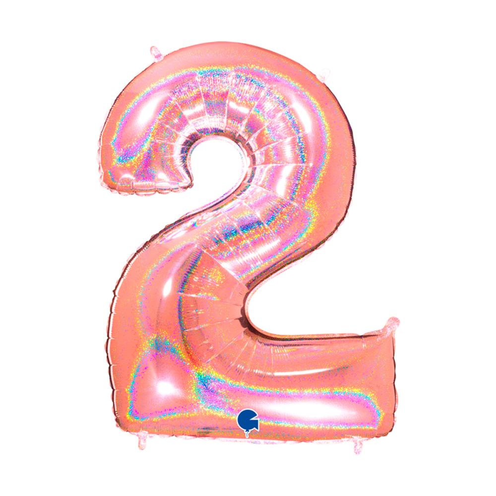 Ballongsiffra - Två Glitter Rose Gold 100 cm