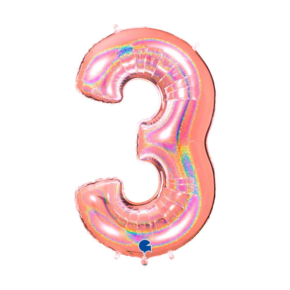 Ballongsiffra - Tre Glitter Rose Gold 100 cm