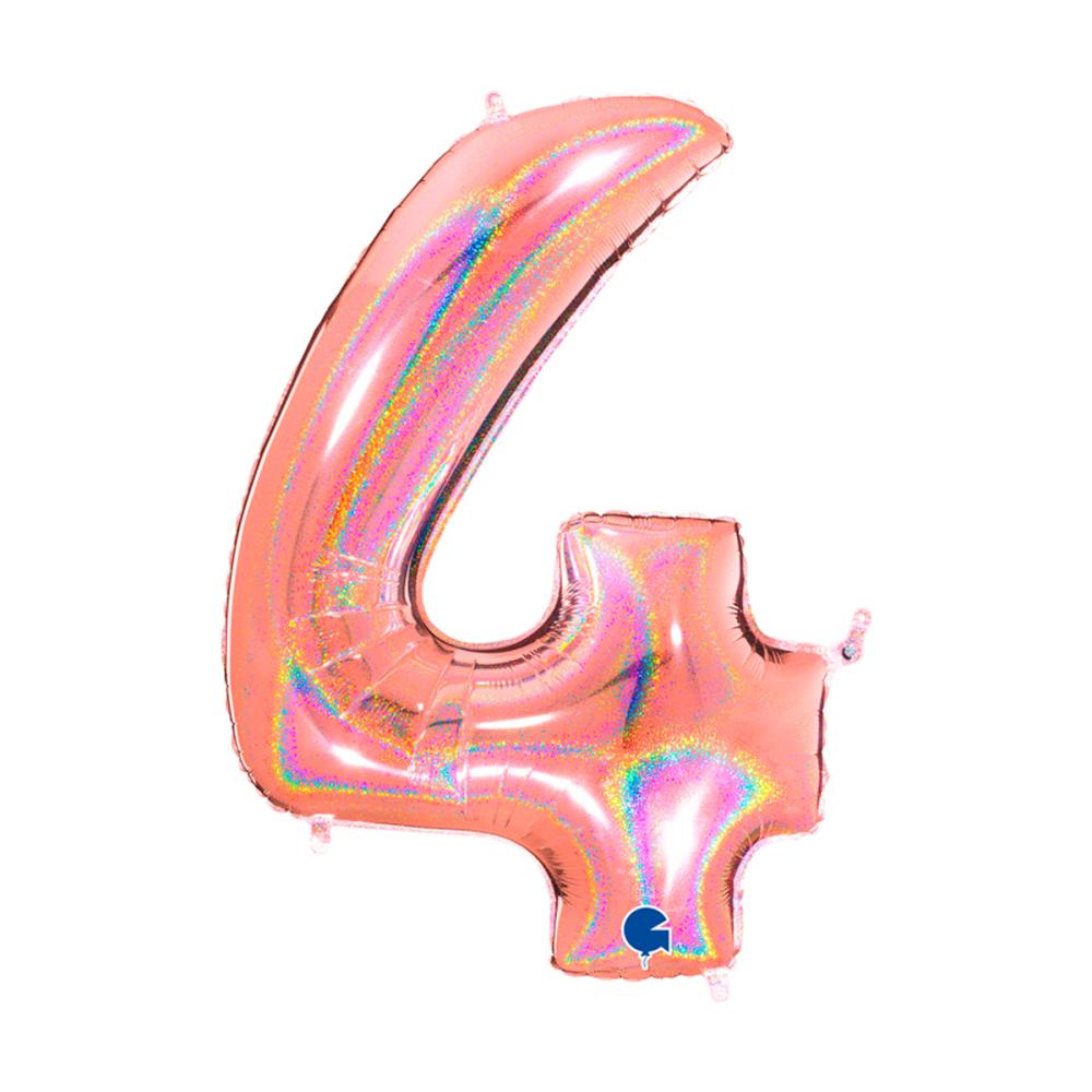 Ballongsiffra - Fyra Glitter Rose Gold 100 cm