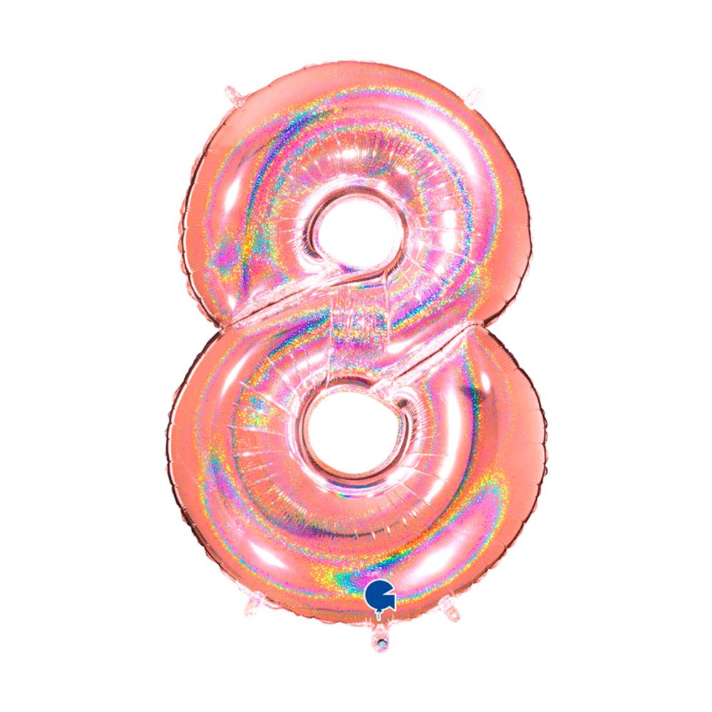 Ballongsiffra - Åtta Glitter Rose Gold 100 cm