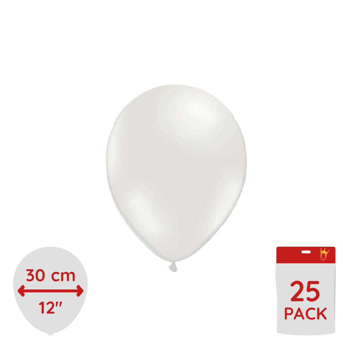 Latexballonger - Metallic Vit 25-pack