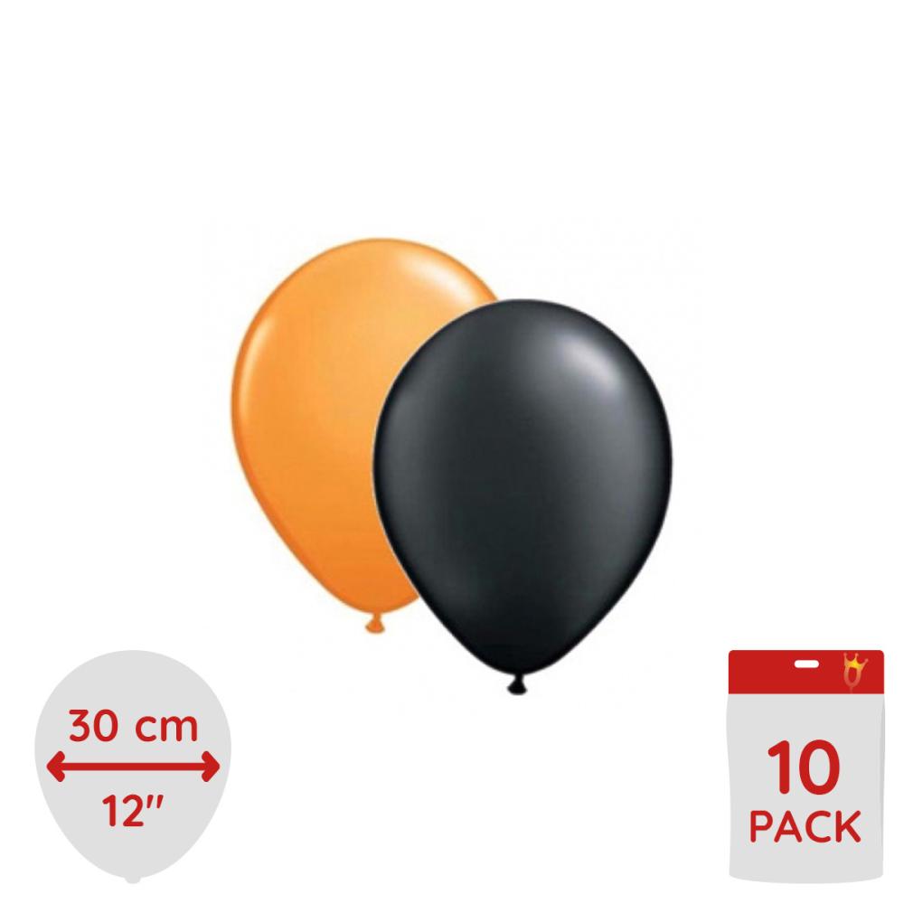 Latexballonger - Svarta & Orangea 10-pack