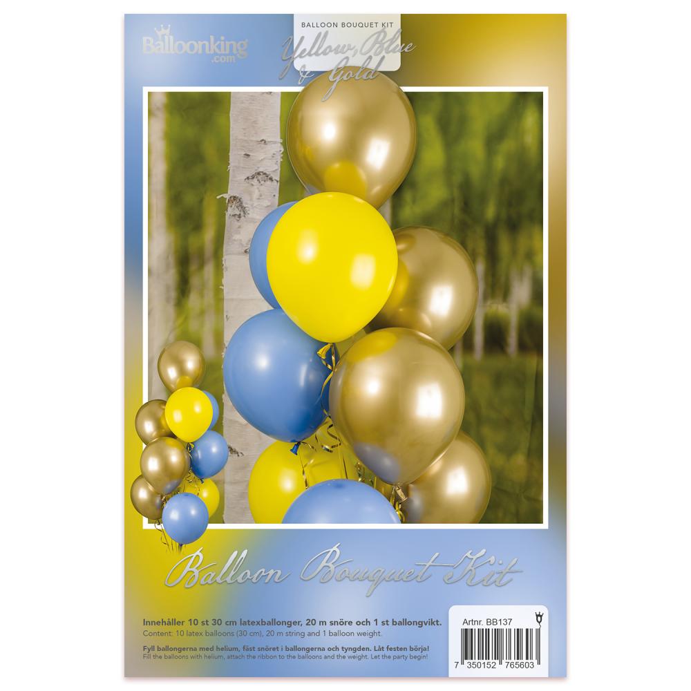 Balloon Bouquet Kit - Yellow, Blue & Gold
