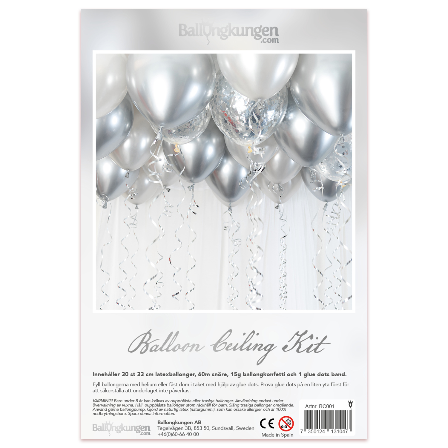 Balloon Ceiling Kit - Silver/Chrome