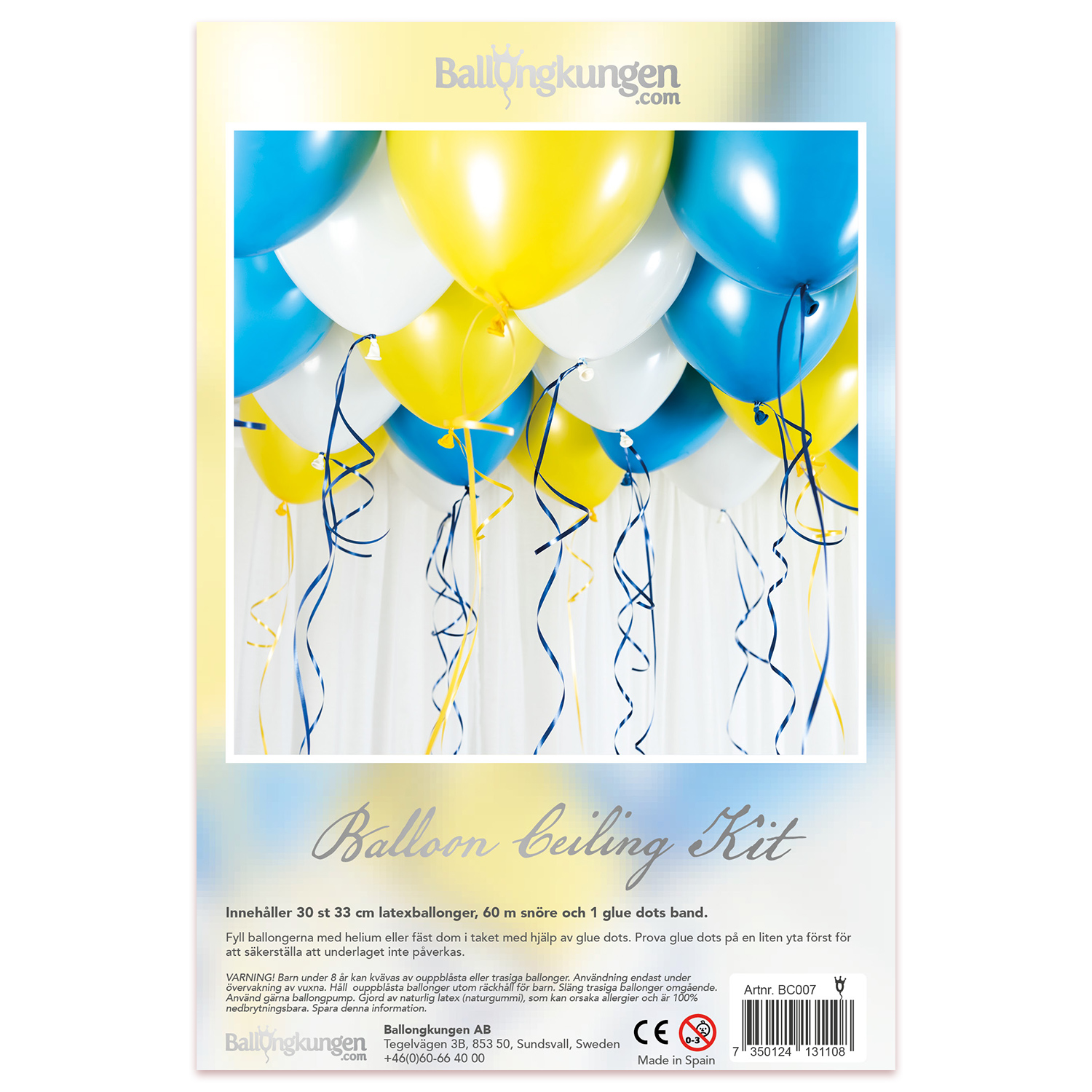 Balloon Ceiling Kit - Gul & Blå