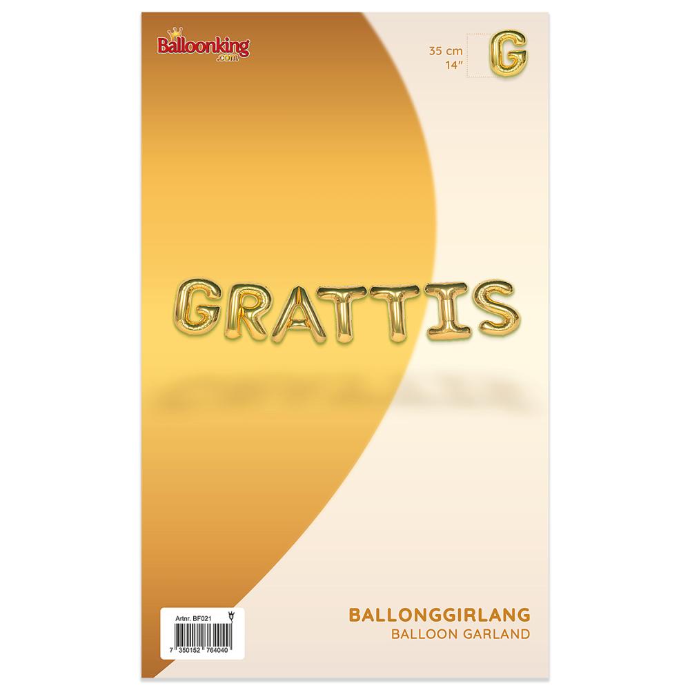 Ballonggirlang - GRATTIS Guld 35 cm