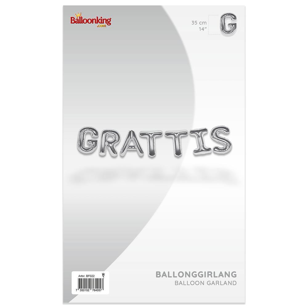 Ballonggirlang - GRATTIS Silver 35 cm