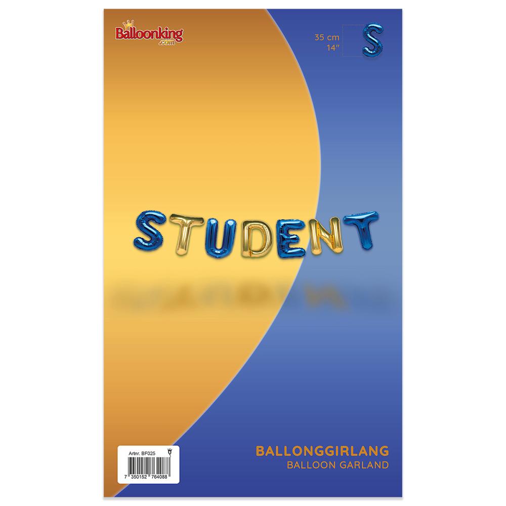Ballonggirlang - STUDENT Guld och Blått 35 cm
