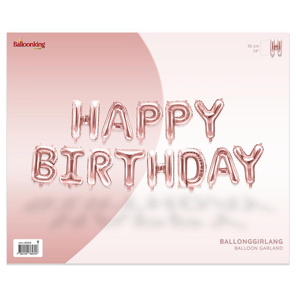 Ballonggirlang - HAPPY BIRTHDAY Rose Gold 35 cm