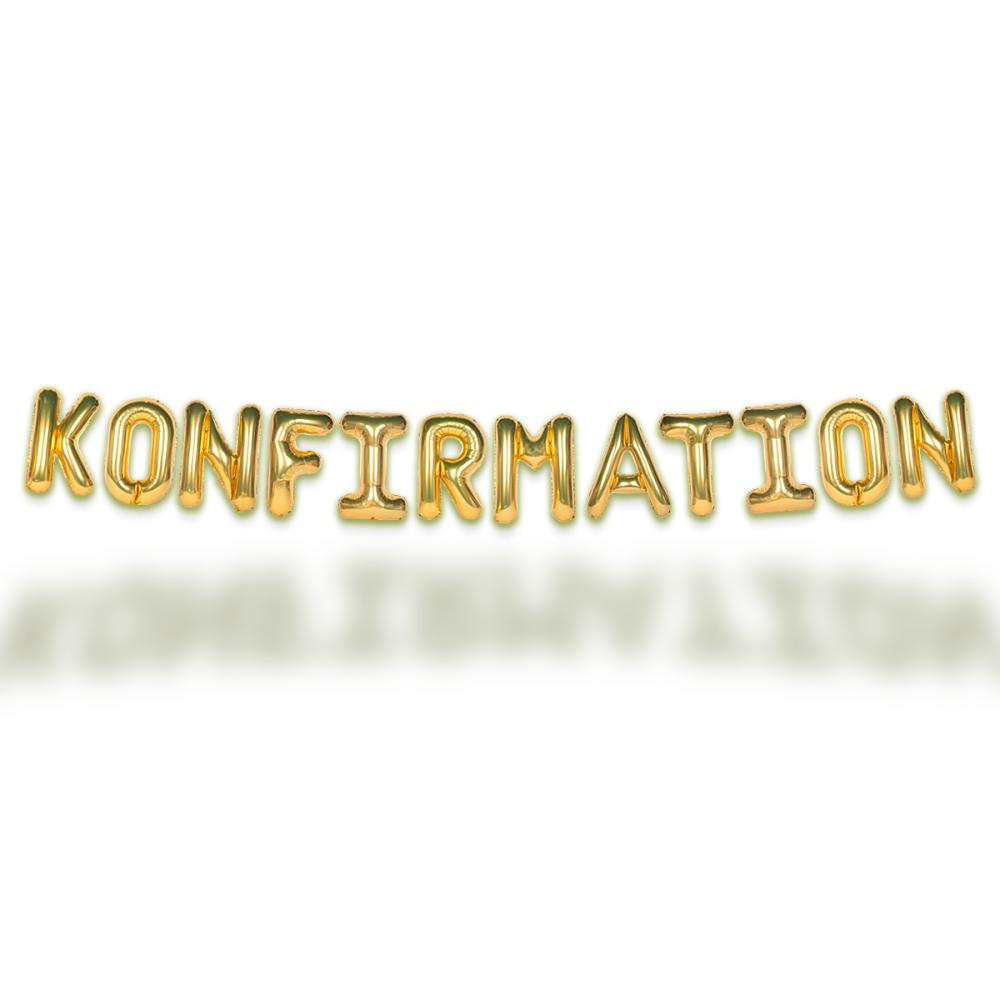 Ballonggirlang - KONFIRMATION Guld 35 cm