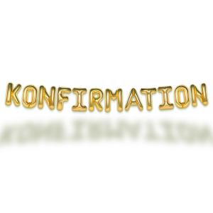 Ballonggirlang - KONFIRMATION Guld 35 cm
