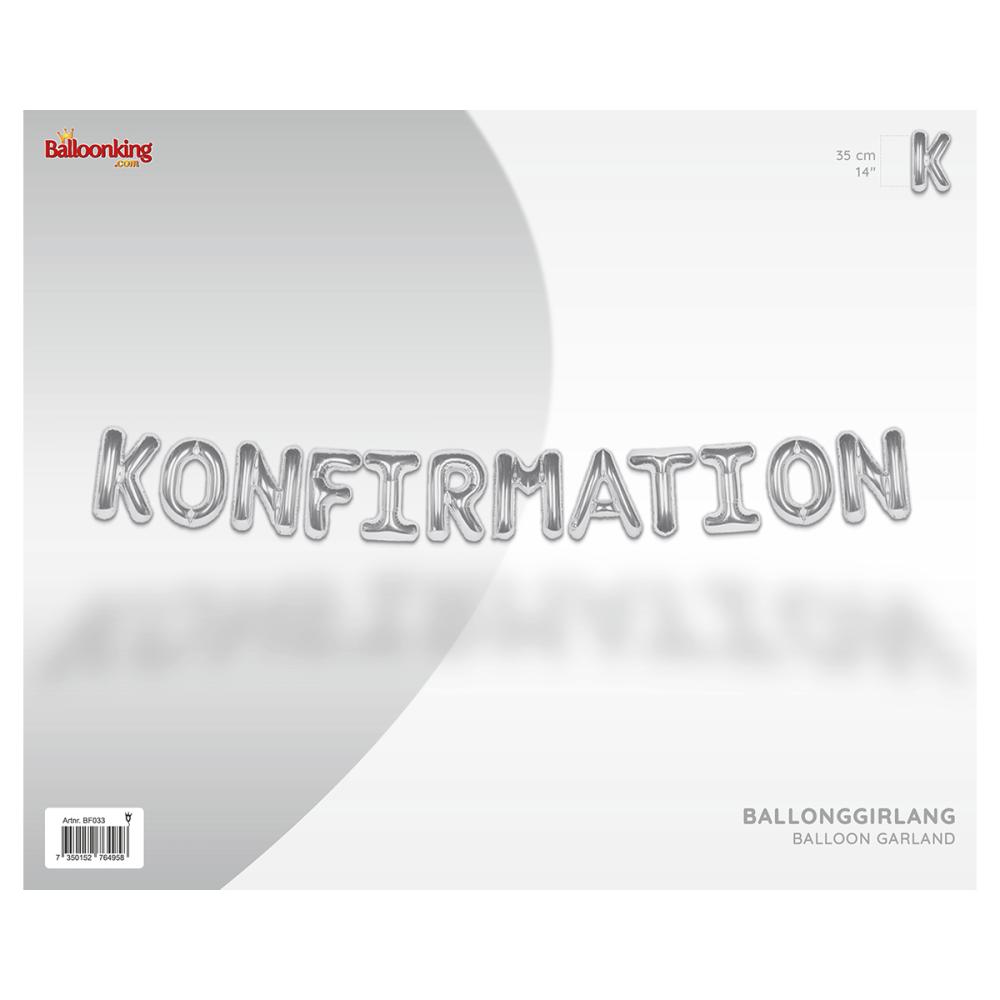 Ballonggirlang - KONFIRMATION Silver 35 cm