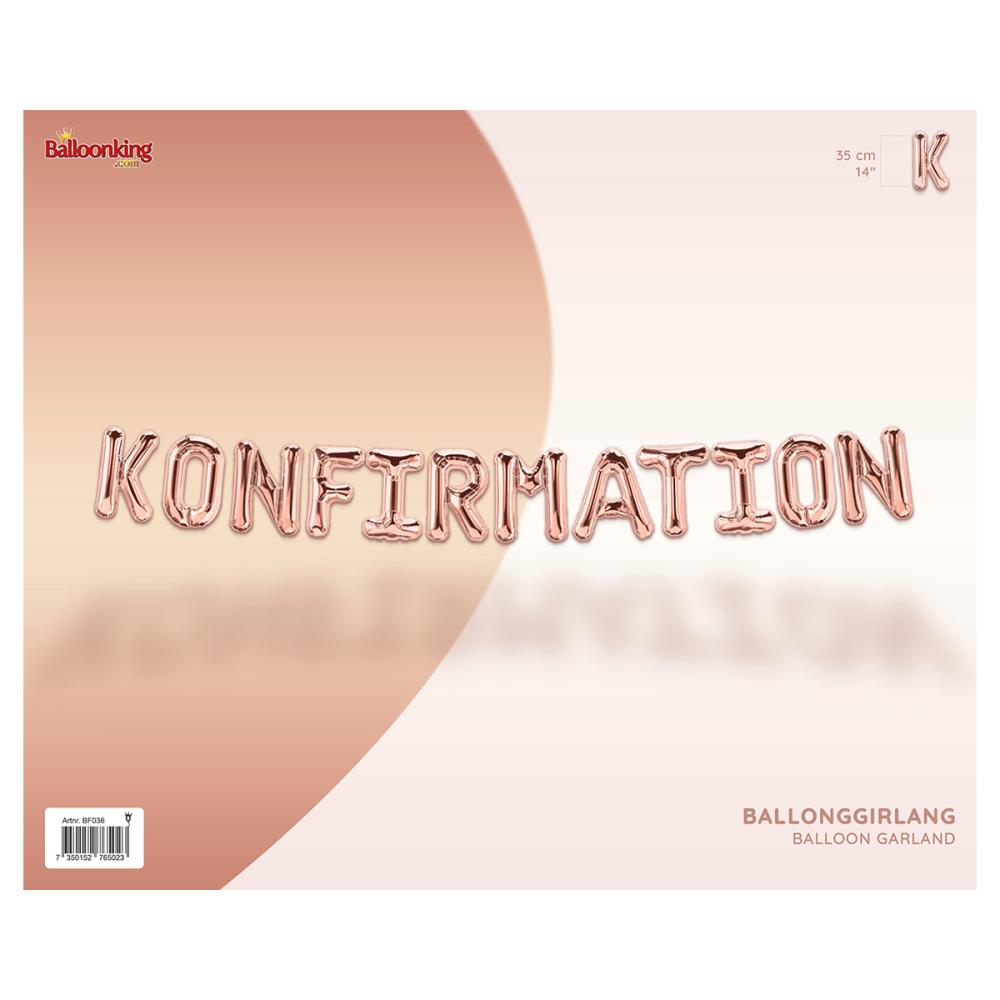 Ballonggirlang - KONFIRMATION Rose Gold 35 cm