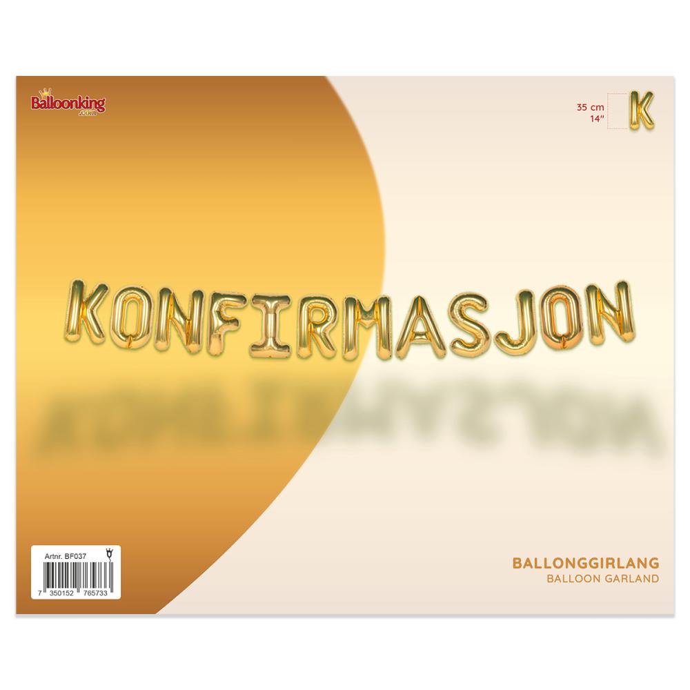 Ballonggirlang - KONFIRMASJON Guld 35 cm