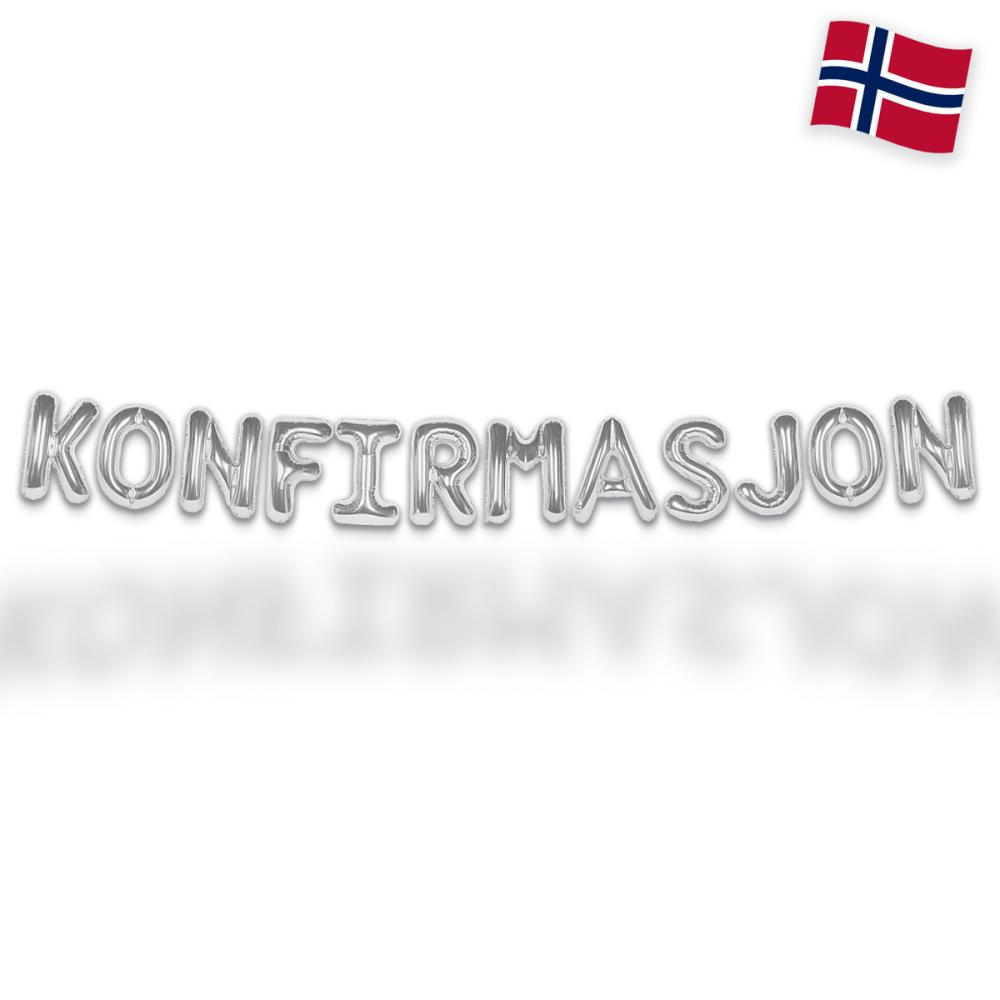 Ballonggirlang - KONFIRMASJON Silver 35 cm